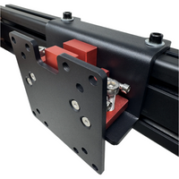 A tool-free adapter plate for VESA mount compatibility, designed for aligning single or triple monitors with 3-way adjustability.