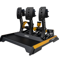A 3-pedal version of the CONSPIT CPP EVO flight simulator with black and yellow color scheme.