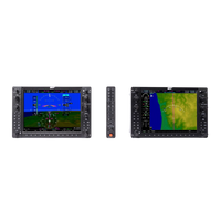 A black aviation electronic display unit with a remote control, shown on a clean white background. The main unit displays a blue and green navigation interface, and the remote control is positioned vertically between the two units.