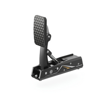 A black automotive brake and accelerator pedal assembly with a textured grip pad, shown on a clean white background.