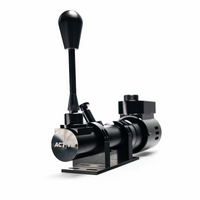 Black mechanical device with a lever on a white background