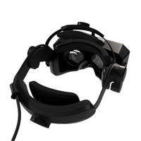 Black VR headset on a white background