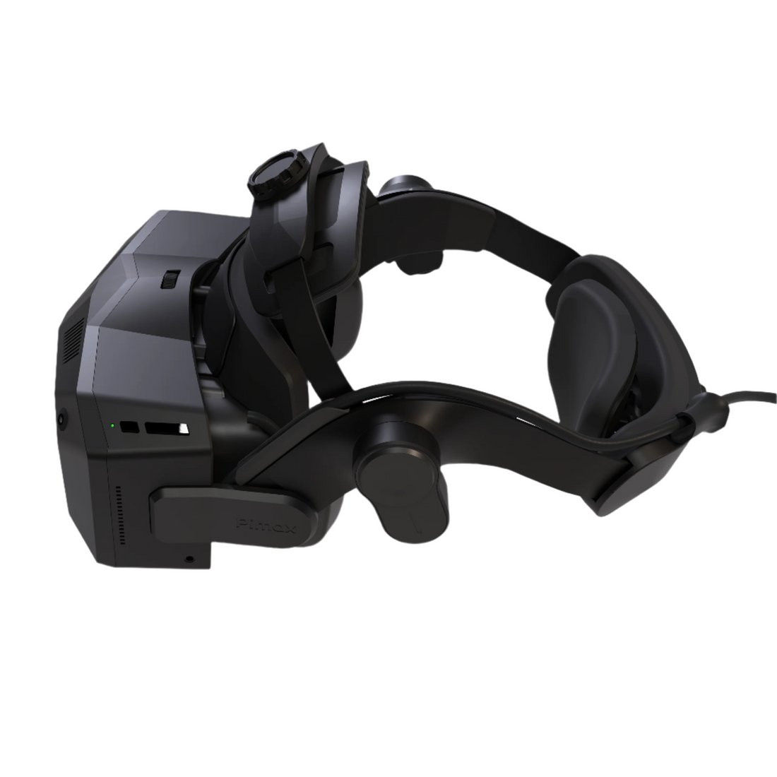 Black VR headset on a white background