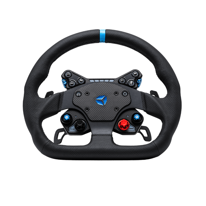 Cube Controls GT PRO V2 Reparto Corse perforated sim racing steering wheel — product photo, front view.
