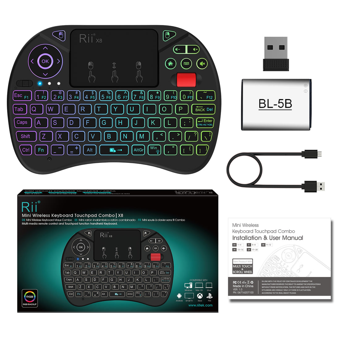 Rii Mini Wireless Keyboard Touchpad Combo - X8