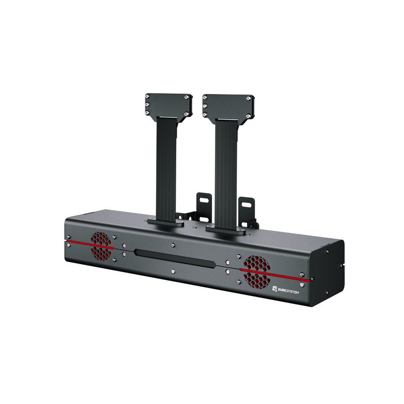 Qubic System QS-BT1 seat belt tensioner for motion simulators — product photo, front view.