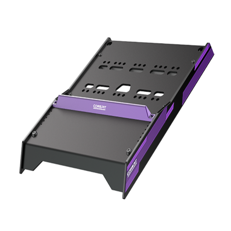 An advanced craftsmanship aluminum baseplate for CPP Lite, featuring a black and purple color scheme with multiple adjustment holes and a brand logo.