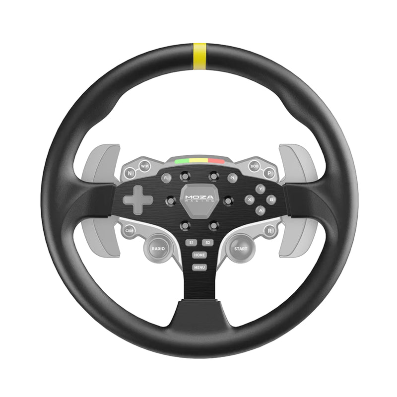 Moza Racing 12-inch round wheel mod for the ES steering wheel — product photo, front view.