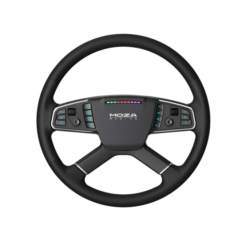 Moza Racing TSW truck steering wheel for sim driving — product photo, front view.