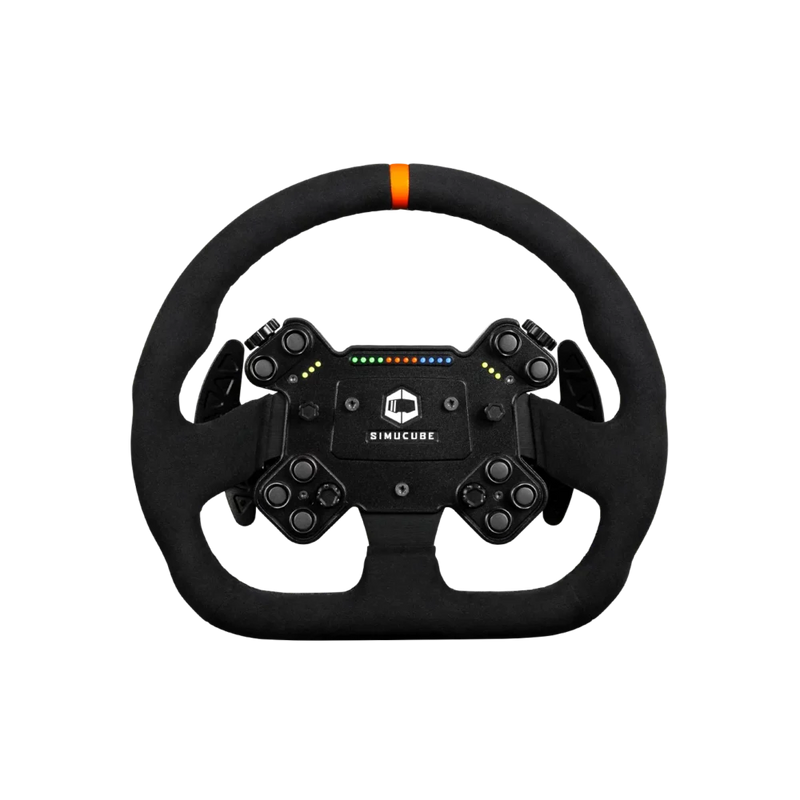 Simucube Valo GT-23 sim racing steering wheel, front view.