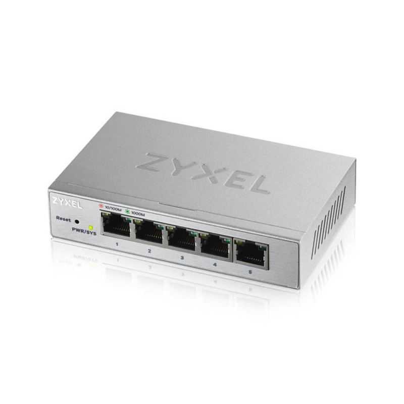 Zyxel 5-port network switch — product photo, front view.