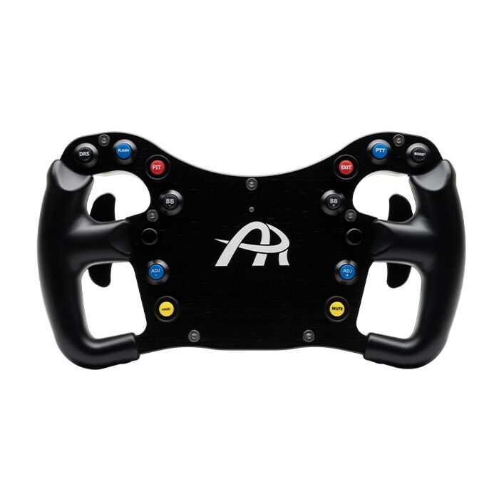 Ascher Racing F28-SC V2 sim racing steering wheel — product photo, front view.