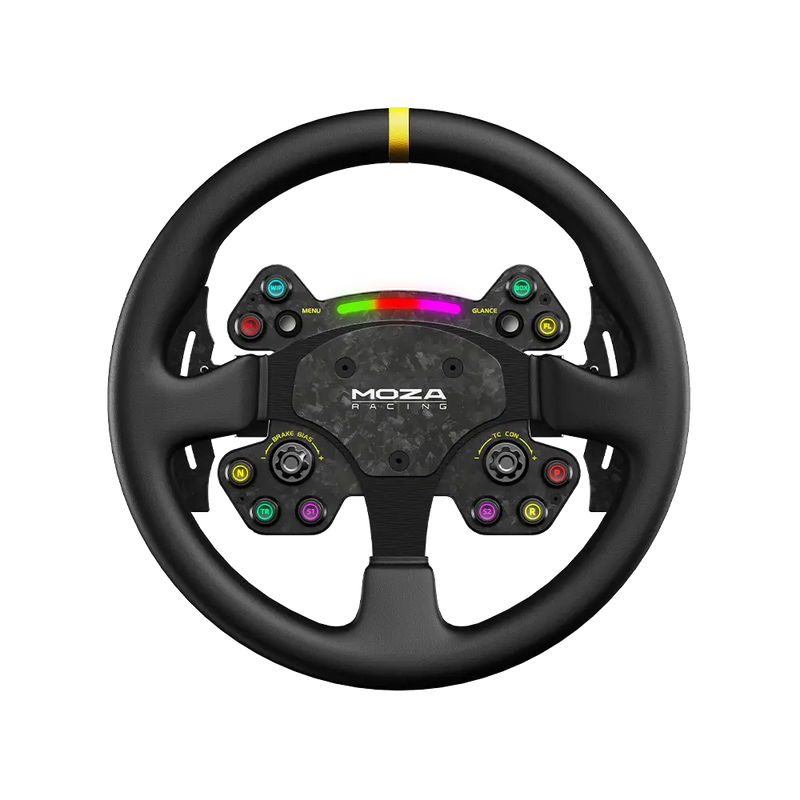 Moza Racing RS V2 sim racing steering wheel — product photo, front view.