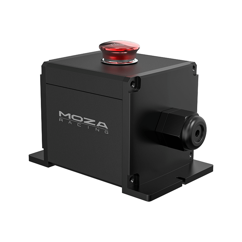 Moza Racing E-Stop emergency stop switch for wheelbases — product photo, front view.