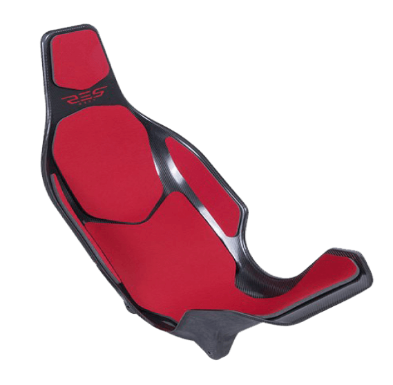 ResTech X1 Formula carbon-fiber sim racing seat — moulded bucket seat, front view.